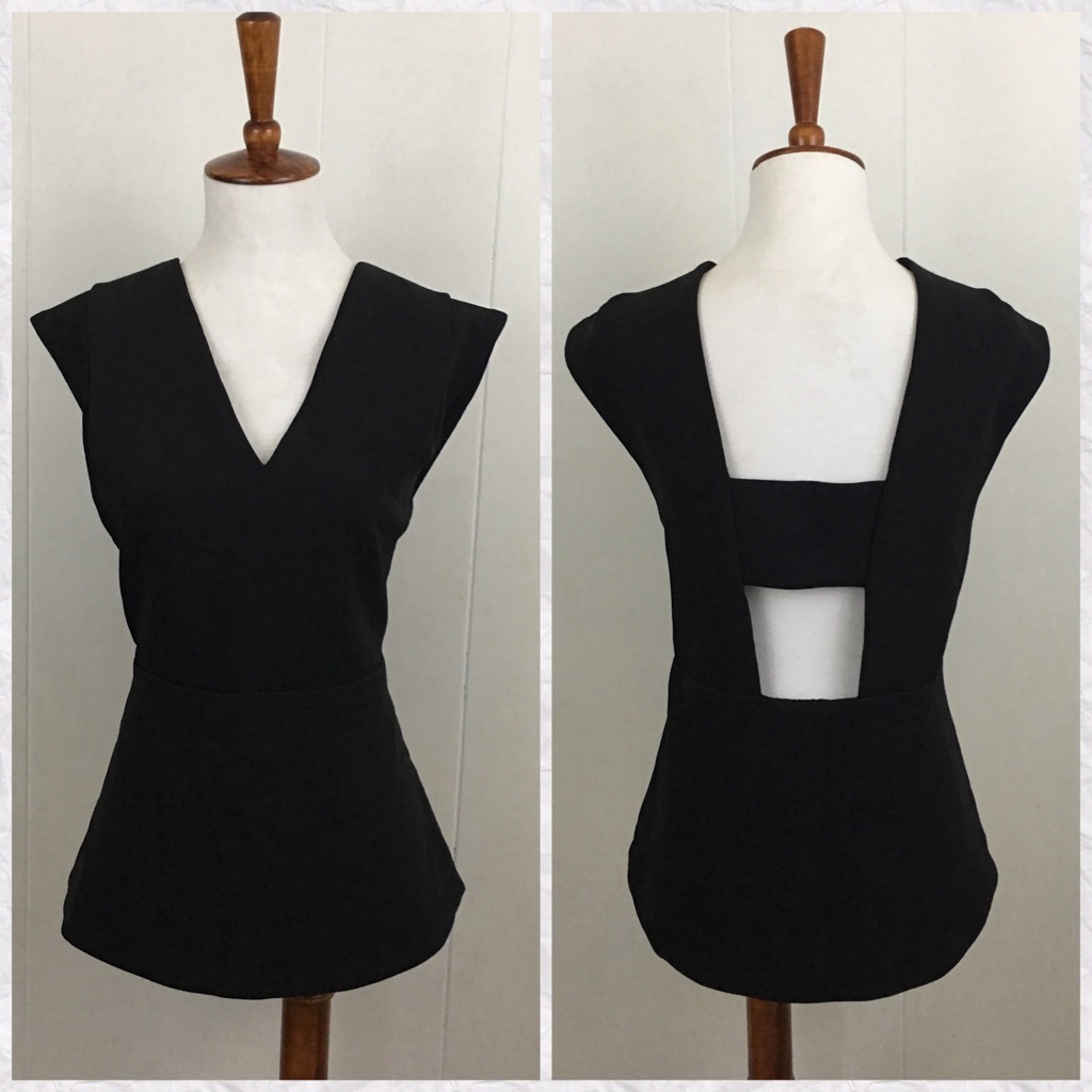 41 Hawthorn Black V-Neck Tank With Open Back Strap Detail